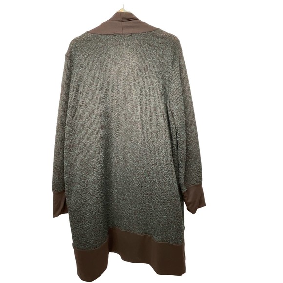 Open Front Cardigan Sz XL Contrast Knit Jersey Trim Pockets ELDRIDGE Made in USA - Picture 2 of 9